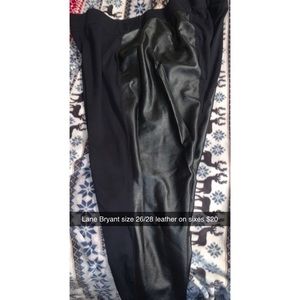 Never worn. Lane Bryant leggings with leather on sides